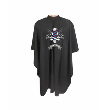 Imagem de Capa De Barbeiro Em Microfibra Com Botão Cor Preta E Branco - Lualki S