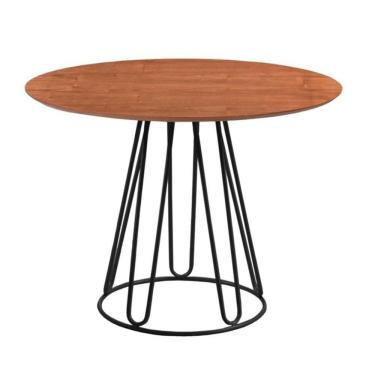 Imagem de Mesa de Jantar Rubi Tampo Laminado100cm Base Metal Preta Cinamomo/Preto