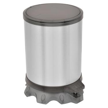 Imagem de Lixeira Tramontina com Pedal Sofie em Aço Inox e Plástico Inox/Preta – 5 L