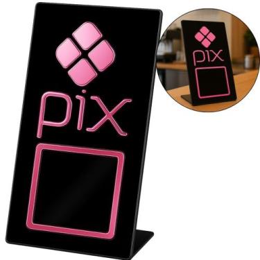 Imagem de Placa Qr Code Pix Pagamento Balcão Display Plaquinha Mesa Bar Quiosque