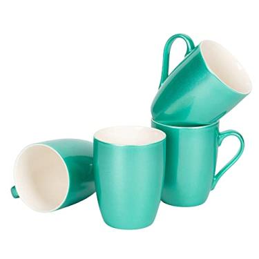 Imagem de Elanze Designs Conjunto de 4 canecas de café Seafoam verde-azulado com acabamento metálico 283 g