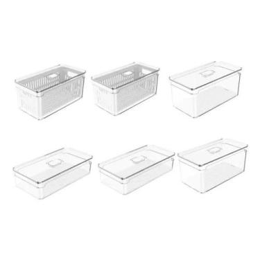 Imagem de Kit 6 Organizadores De Geladeira Fresh Transparentes Clear - OU