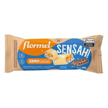 Imagem de Barra de Amendoim Cookies n'Cream Cobertura Chocolate Branco Flormel Sensah! 30g
