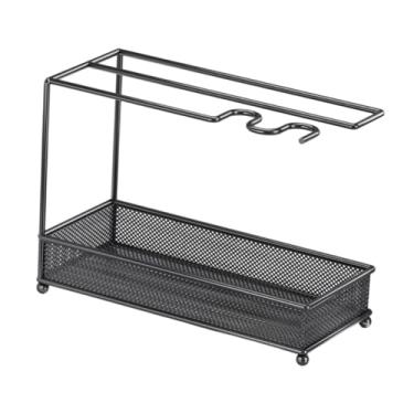 Imagem de Fenteer Organizador da pia da cozinha, suporte de armazenamento de suporte para suporte de pano de louça, escorrinte de rack de dispensador de sabão de prato, L