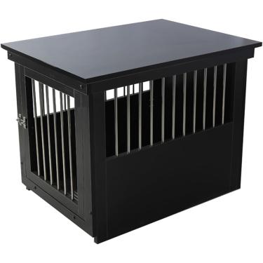 Imagem de Mesa Lateral Gaiola De Madeira Para Cães Móveis De Canil De Madeira Canil De Madeira Resistente De Madeira Para Uso Interno Com Prateleiras De Armaze, Black, 75 cm L x 60 cm W x 18 cm H