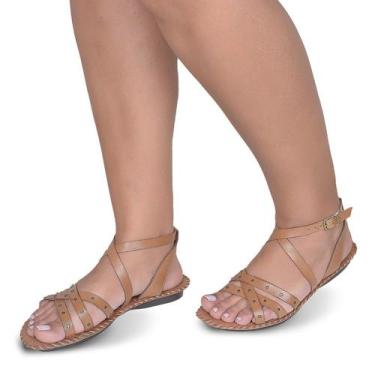 Imagem de Sandália Rasteira em Couro Whisky  - Flor D Couro, 34