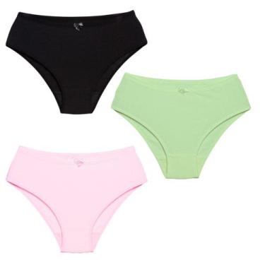 Imagem de 3 Calcinhas Luminate 22151 Cotton Preto Rosa Verde, G