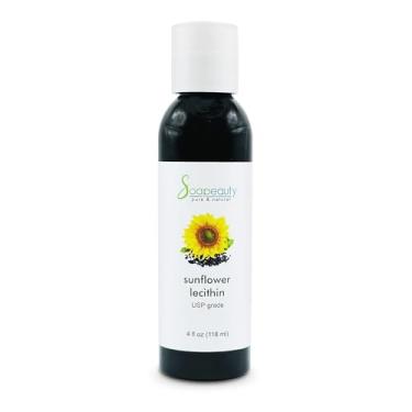 Imagem de Óleo líquido SUNFLOWER LECITHIN | Prensado a frio não refinado | Óleo de lecitina de girassol 100% puro natural de grau USP | Hidratante da pele, sabonete, loção | 118 ml