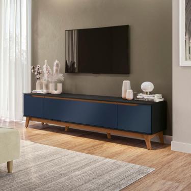 Imagem de Rack Kappesberg 3 Portas Preto Fosco/Azul Profundo 218cm