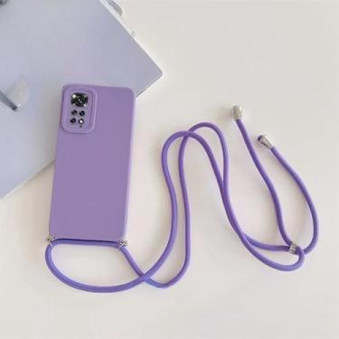 Imagem de Capa de silicone com cordão transversal para Xiaomi Redmi Note 10, 9, 8, 7, 11 Pro, 4G, 11Pro, 5G, Note11, Note10 S, 11S, 10Pro 5G, GS, roxo, para Redmi 9