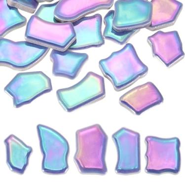 Imagem de PATIKIL Azulejos de cerâmica irregulares de 250 g/0,2 kg, peças de porcelana quebradas de 2 a 4 cm, para decoração de casa, azul escuro brilhante