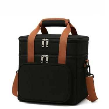 Imagem de Bolsa Térmica 2 Compartimentos Com Alça De Mão E Lateral Isolamento Térmico Eficiente(Preto-Atualizado)