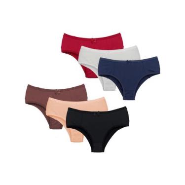 Imagem de Kit 6 Calcinhas Microfibra Cintura Alta Pós-parto Forro Algodão - Dako