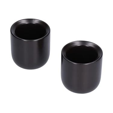 Imagem de Xícara de café de cerâmica chanfrada, caneca de café feita à mão espessa, conjunto de 2, para restaurante de escritório em casa, 100 ml (cor preto fosco)
