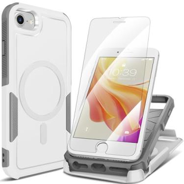 Imagem de MHYALUDO Capa para iPhone SE 3ª geração 2022/2020, capa para iPhone 8/7, com 2 películas de vidro temperado, corpo inteiro de 360° à prova de choque, à prova de quedas, policarbonato rígido e TPU