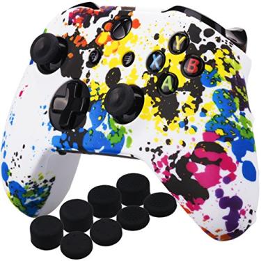 Imagem de YoRHa Capa de silicone de borracha impressa para controle Xbox One S/X x 1 (grafite) com alças de polegar PRO x 8