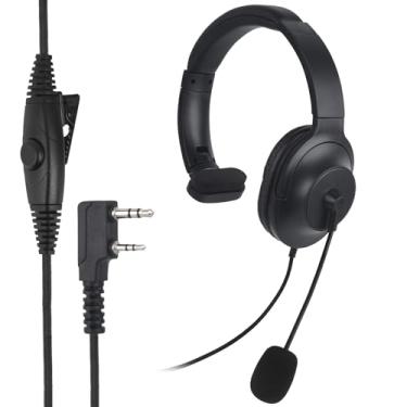 Imagem de JUYODE Fone de ouvido com cancelamento de ruído de lado único com microfone Boom PTT para Kenwood 2 pinos para Baofeng UV-5R AR-152 UV-82HP BF-F8HP BF-888S Archsell AR-5 Retevis RT17 RT21 RT27