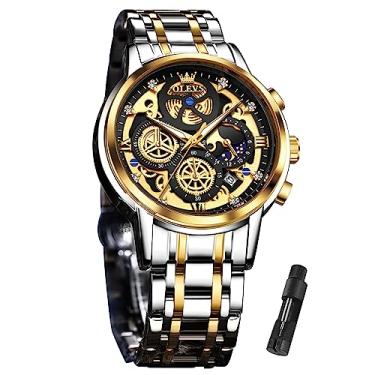 Imagem de OLEVS Relógio masculino de aço inoxidável clássico à prova d'água relógios masculinos luxuosos relógios de pulso masculinos, relojes para homens, Balck, round, relógio impermeável masculino