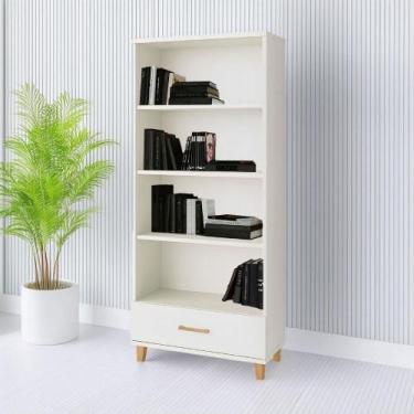 Imagem de Estante Sala 77cm Prateleiras e Gaveta Dalla Costa 100% MDF - Pradel S