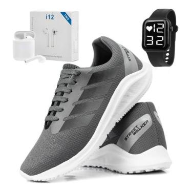 Imagem de Tenis De Corrida Masculino Macio Ortopédico Kit Fone Relógio - Kart'me