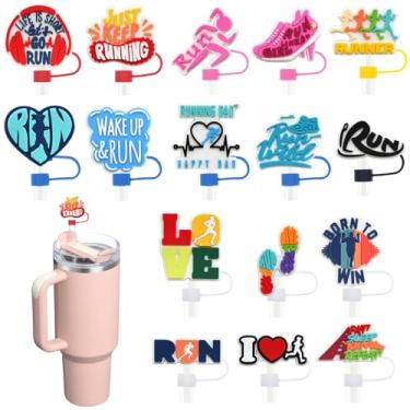 Imagem de 15 peças de tampas de palha de corrida para copos, 10 mm 1 cm de cobertura de palha para copo Stanley 30 e 1,134 g Stanley Cups acessórios presentes para mulheres lembrancinhas de festa