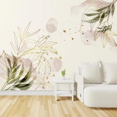 Imagem de Papel de Parede Folhagem e Plantas Orgânico Tons Claros 9m²