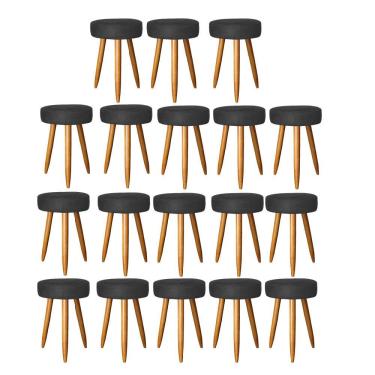 Imagem de Kit 18 Banqueta Alta Julia 50Cm Bar Cozinha Bistrô Pé Palito Caramelo Suede Preto