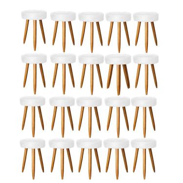 Imagem de Kit 20 Banqueta Alta Julia 50Cm Bar Cozinha Bistrô Pé Palito Caramelo Suede Branco