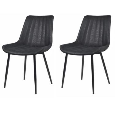 Imagem de Kit 2 Cadeiras Taina Rivatti Poliuretano (Pu) Preto Base Em Aço
