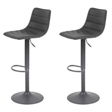 Imagem de Kit 2 Banquetas Giratória Barbacena Rivatti Revestimento Em Poliuretano (Pu) Preto Base Disco