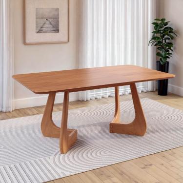 Imagem de Mesa De Jantar Retangular 6 Lugares 180x100cm Paineira Cabecasa Madeiramadeira Champanhe