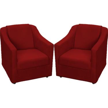 Imagem de Kit 2 Poltronas Mila Pé De Plástico Cromado - Bordô Suede