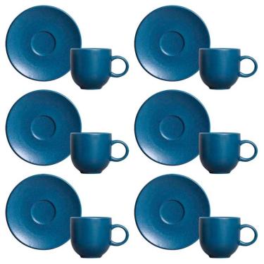 Imagem de Conjunto 6 Xícaras E Pires Para Café Porto Brasil Coup Boreal Azul