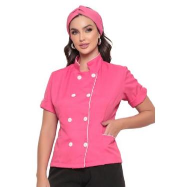 Imagem de Dolma Chef Feminina Manga Curta Pink Celine - Gardenia Jalecos, P