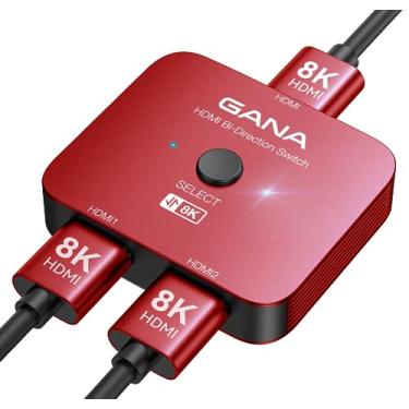 Imagem de GANA Comutador Hdmi 2.1, Divisor De 8K Bidirecional, 2 Entradas E 1 Saída, 4K A 120 Hz, 60 Hub Ultra Hd Alumínio 48 Gbps Compatível Com Ps5/4, Xbox, Roku, Apple Tv, Fire Stick