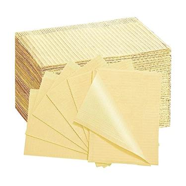 Imagem de EZEELAI 50 Babadores Descartáveis Para Dentista, 33 X 45 Cm, Guardanapos De 3 Camadas, Lenços Babador Tatuagem, Toalha Mesa Unhas À Prova D'Água Clínica, Loja E Salão Beleza - Amarelo