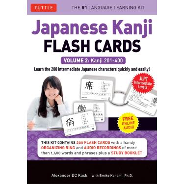 Imagem de Japanese Kanji Flash Cards Kit Volume 2: Kanji 201-400: Jlpt Intermediate Level: Learn 200 Japanese Characters with Native Speaker Audio, Sample Sentences & Compound Words