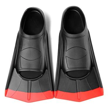 Imagem de Fanwill Nadadeiras Infantis, Curtas, Para Natação De Colo E Treinamento, Crianças, Meninas Meninos (Preto Vermelho, Pp (Eua 12-13,5))