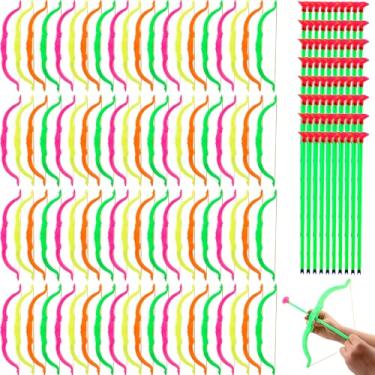 Imagem de Restroma Pacote Com 80 Arcos E Flechas De Plástico, Mini Brinquedo Arco Flecha, Jogo Tiro Para Crianças, Meninos Meninas, Brincadeira Interna Externa, 4 Cores Aleatórias
