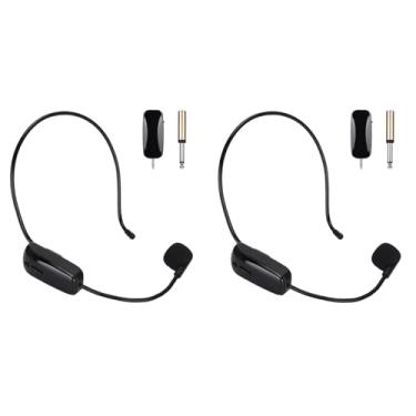 Imagem de 2PCS Wireless Microphone Headset, de Microfone Sem Fio UHF, Intervalo de 98 Pés, Adaptador de 3,5 Mm a 6,35 Mm, para Ensino, Artistas de Palco, Instrutores de Fitness