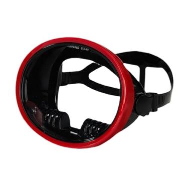Imagem de menolana Máscara de mergulho de lente única, óculos de natação, lentes transparentes, à prova d'água, óculos ovais para mergulho livre, pesca submarina, Vermelho