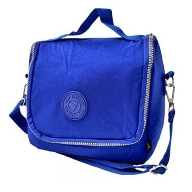 Imagem de Lancheira Bolsa Térmica Crinkle Juvenil Escolar Marmita Azul Faculdade