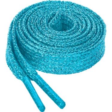 Imagem de Allegra K Glitter Brilhante Metálico Brilhante Brilhante Cintilante Sapatilha Sapatilha Cadarço Cadarço Cordões, Azul, 120cm/47.24"
