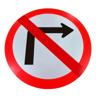 Imagem de Kit 3 Placas de Sinalização, Condomínio, Proibido Virar à Direita, Refletiva, 50cm, em ACM 3mm (alumínio composto)