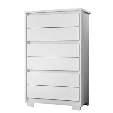Imagem de Cômoda Unno 79cm 6 Gavetas com Pés Plástico - Albatroz, Branco