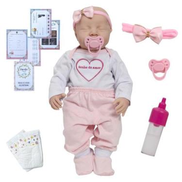 Imagem de Bebe Tipo Reborn Menina Recém Nascida Olho Fechado Fofinha - Cegonha R
