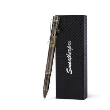 Imagem de SMOOTHERPRO Caneta Bolt Action Ponderada, Caneta de latão de 54 g com ponta de grafite, compatível com refil Pilot G2, design vintage industrial para presentes de escritório, coleções Steampunk