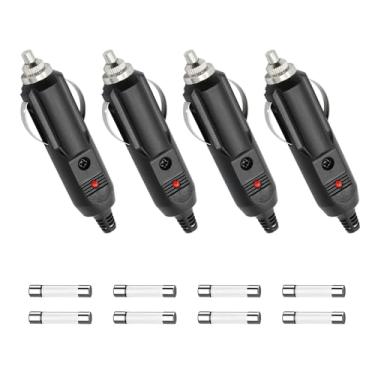 Imagem de Dickno Plugue Macho Para Acendedor De Cigarros, 4 Peças, Auxiliar 12 V Substituição Com Fusível 15 A E 20 A, Indicador Adaptador Energia 24 V, Carro