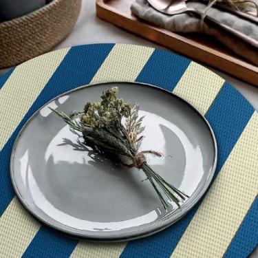 Imagem de 12 Jogo Americano Navy Alto Padrão Impermeável Redondo Bg Az - Idealiz