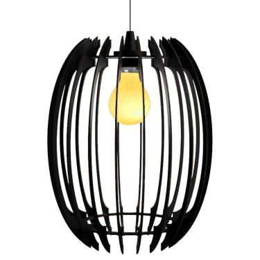 Imagem de Luminária Teto Tipo Pendente Grega Mdf - Completa Cor: Preta